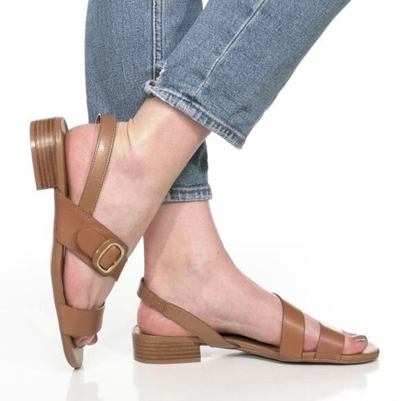 Naturalizer Size 6.5M Englishtea Leather Meesha Slingback Sandals Strappy LB9-20 - Picture 1 of 8